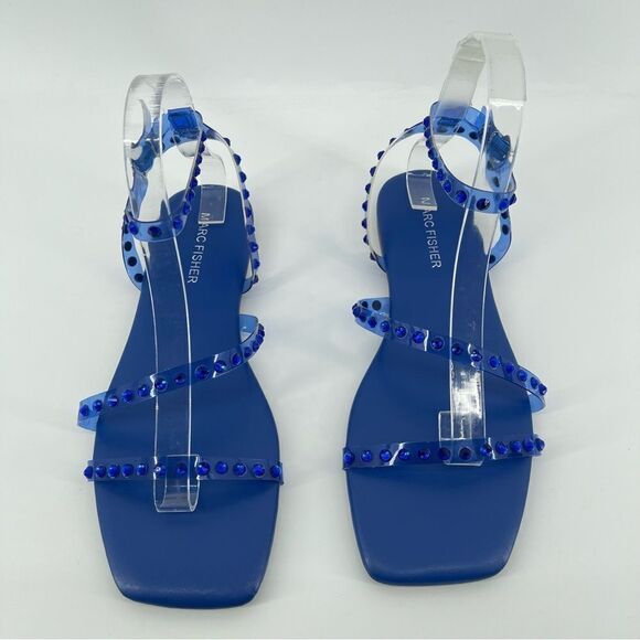 Marc Fisher Fonoo Women’s Blue Rhinestone Embellished Strappy Sandals Size 8 - Picture 4 of 17